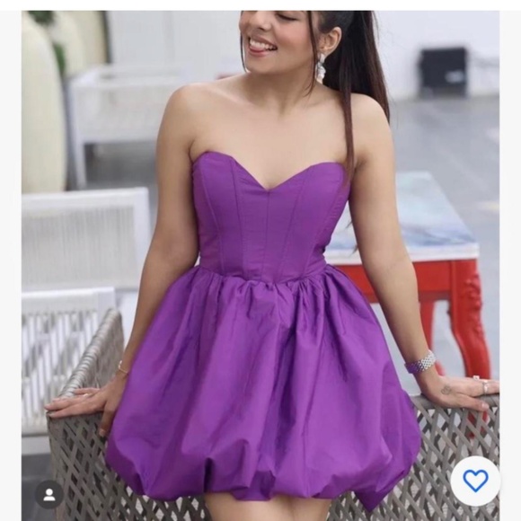 Zara Voluminous Strapless Purple Bubble Skirt Party Mini Dress Size Large - Picture 2 of 12